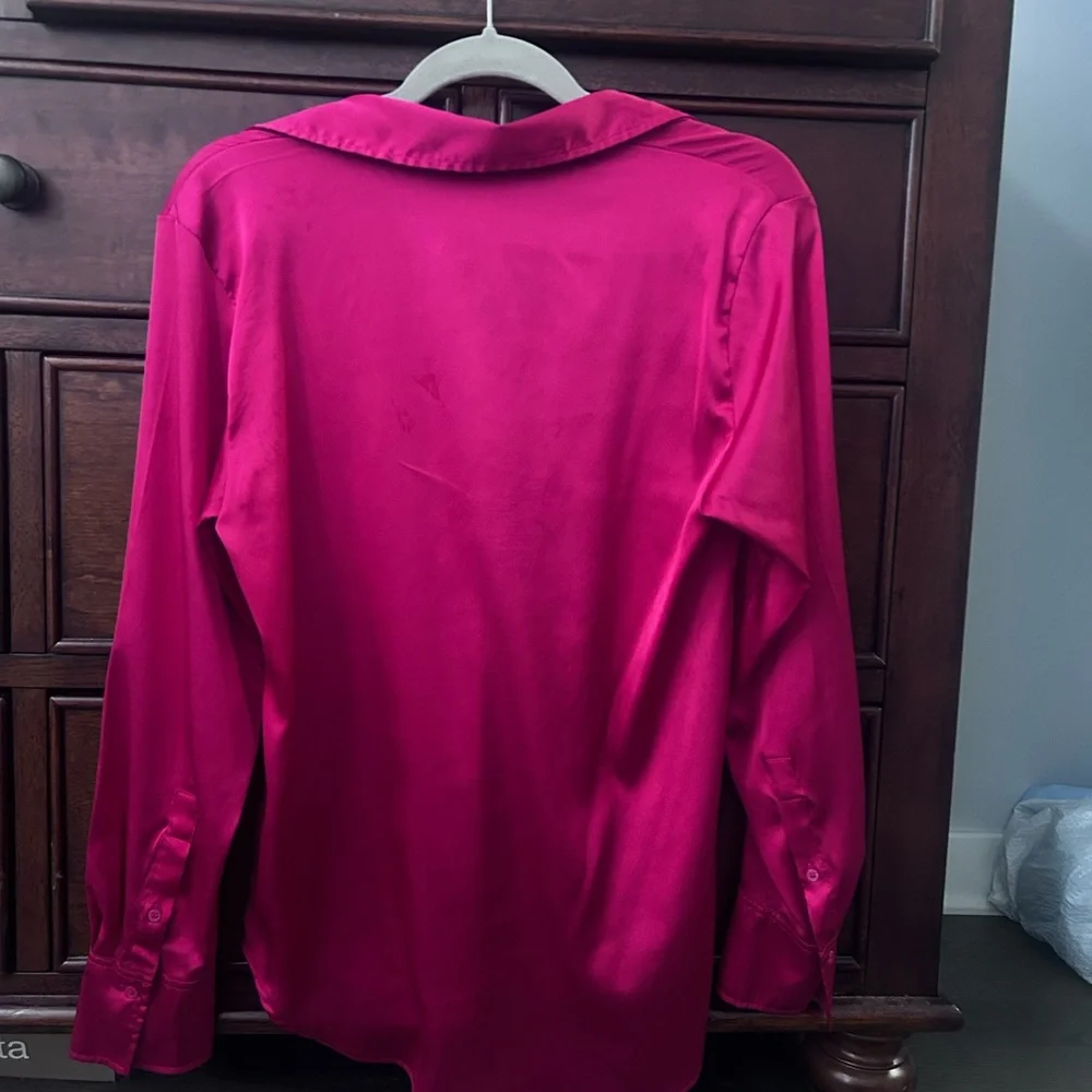 Women's Raspberry Button-Up Blouse - Picture 2 of 2